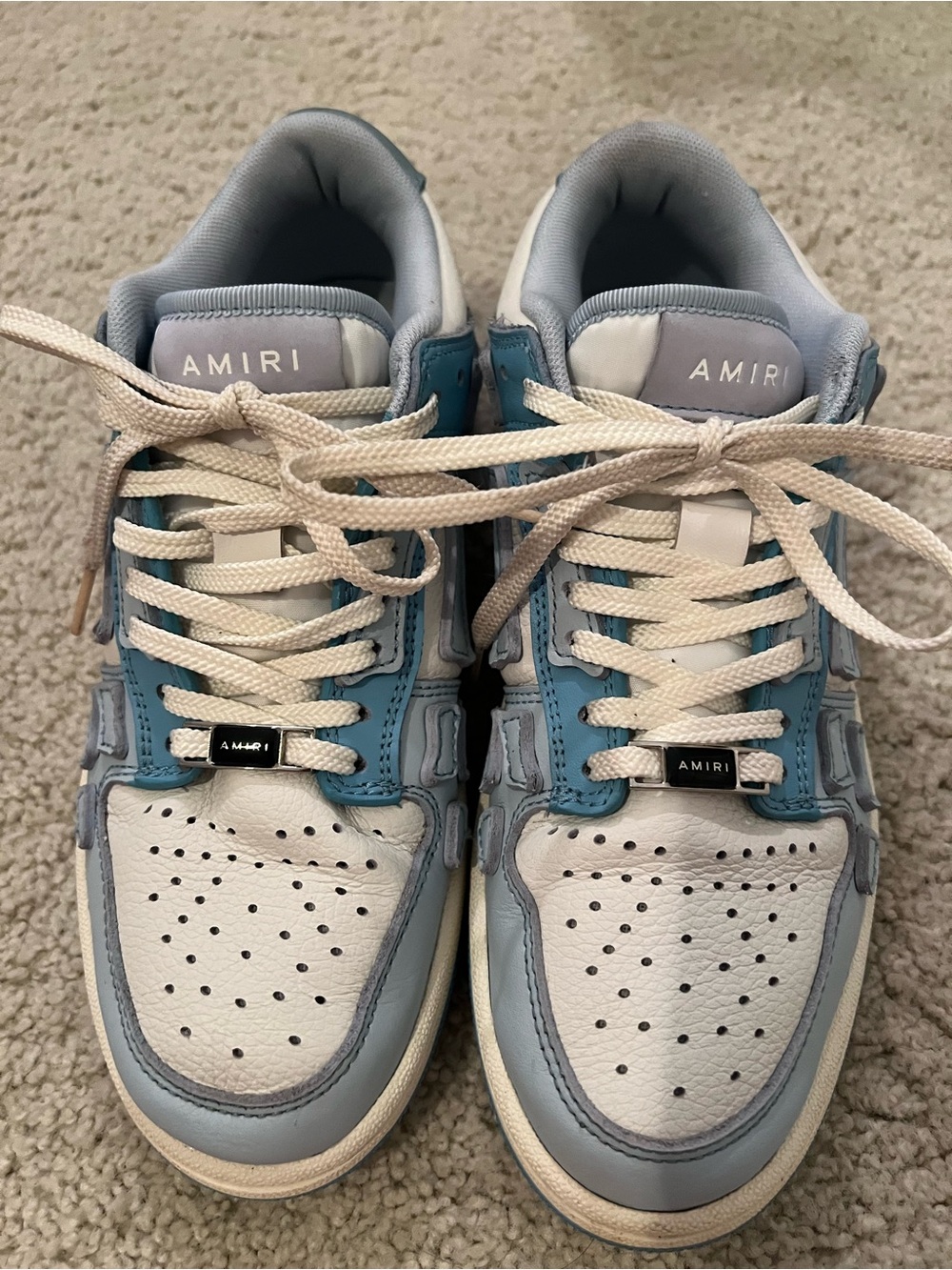 AMIRI Women’s Low-Top Sneakers in White & Light Blue